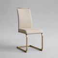Chaise cantilever en similicuir beige et métal doré, 45 × 58 × 98 cm