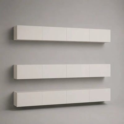 Meuble TV mural suspendu en panneaux de particules, lot de 3, blanc mat, 200 × 30 × 30 cm par élément